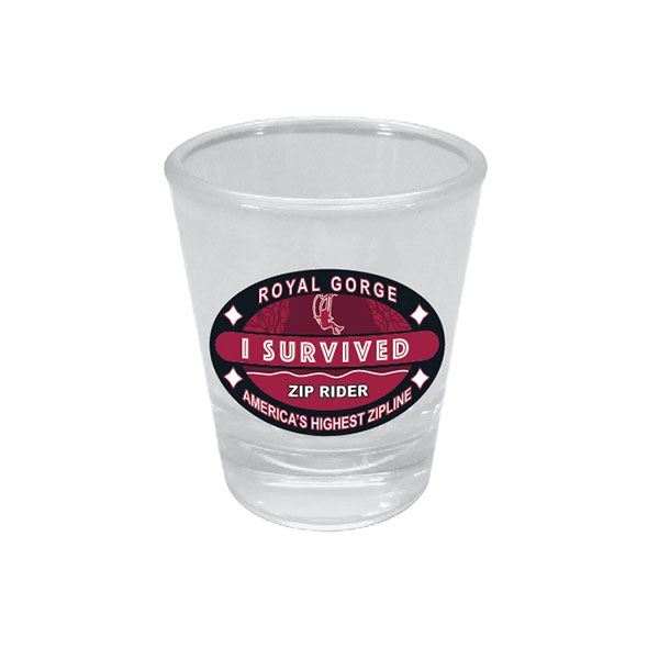I SURVIVED THE ZIP RIDER SHOT GLASS