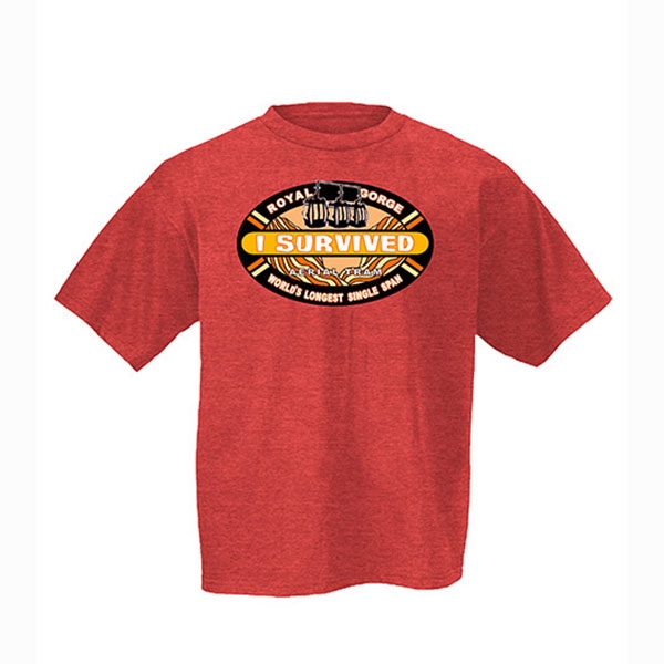 ADULT SHORT SLEEVE TEE I SURVIVED AERIAL TRAM-HEATHER RED